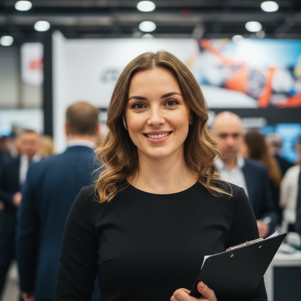 TSM Agency team lead / coordinator portrait at Indianapolis trade show booth