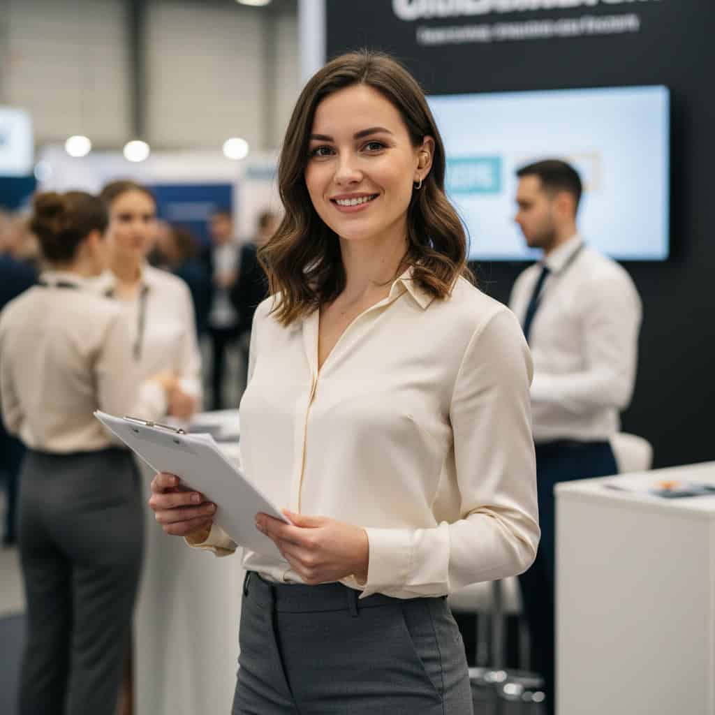 TSM Agency team lead / coordinator portrait at Los Angeles trade show booth