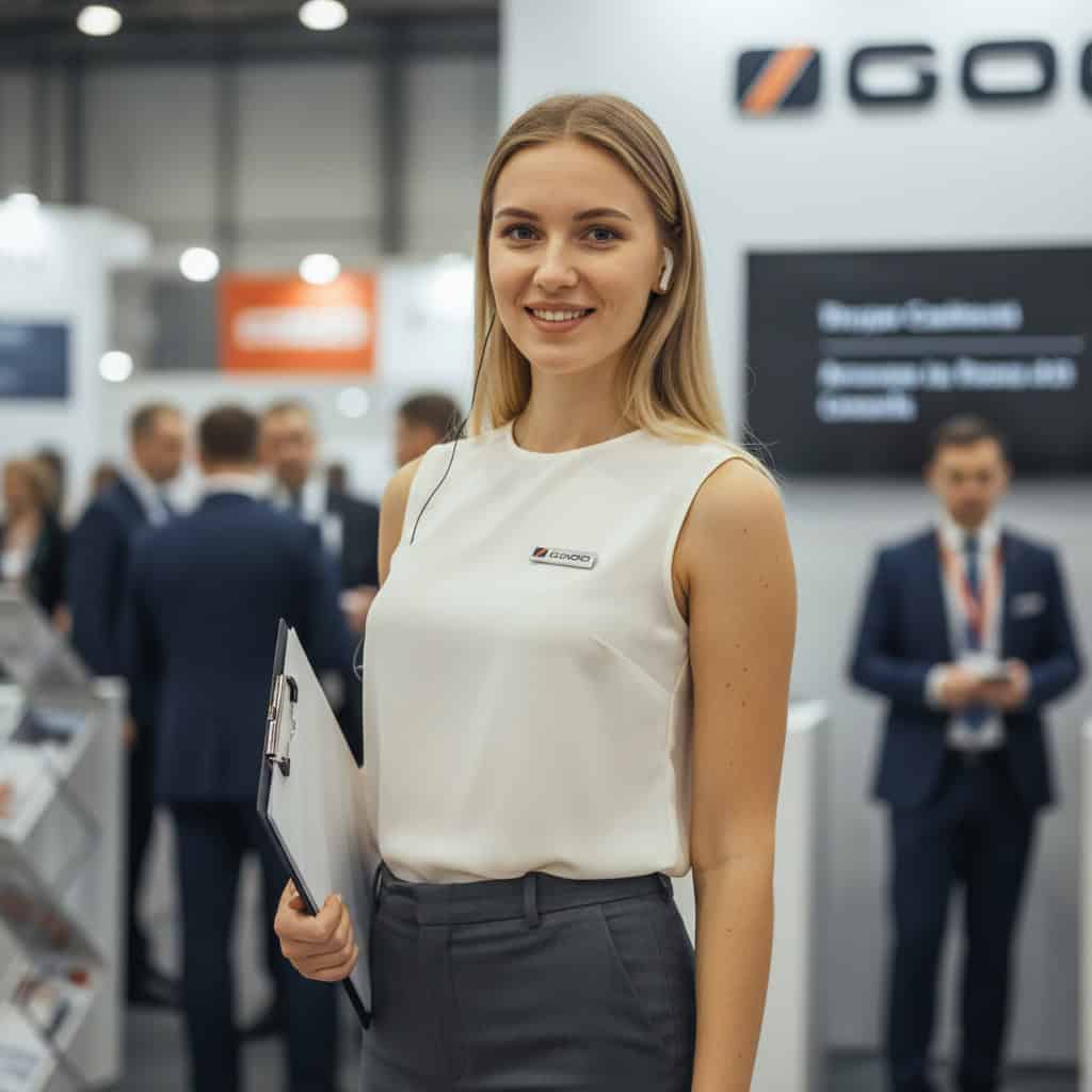 TSM Agency team lead / coordinator portrait at New Orleans trade show booth