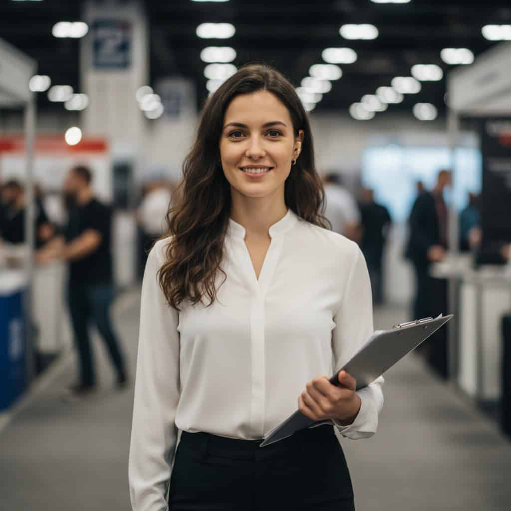 TSM Agency team lead / coordinator portrait at New York City trade show booth