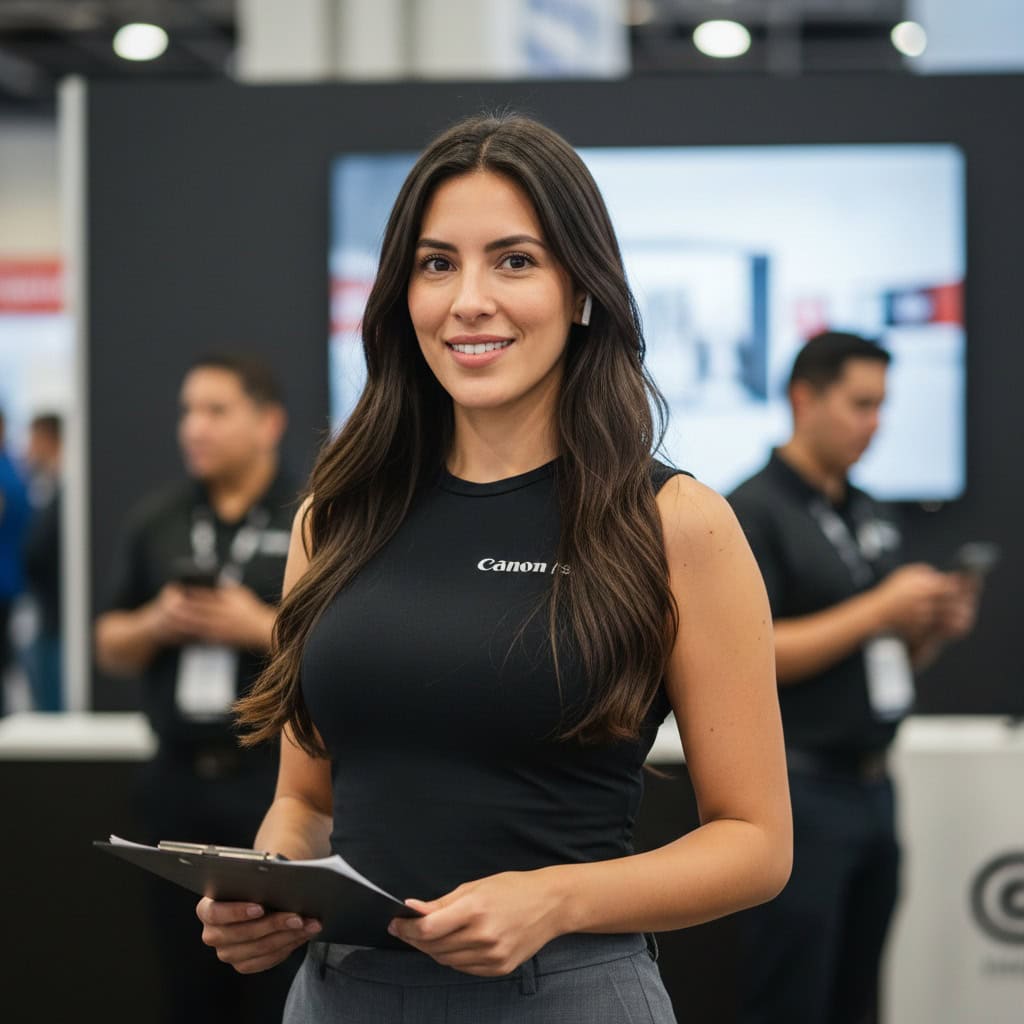 TSM Agency team lead / coordinator portrait at Orlando trade show booth