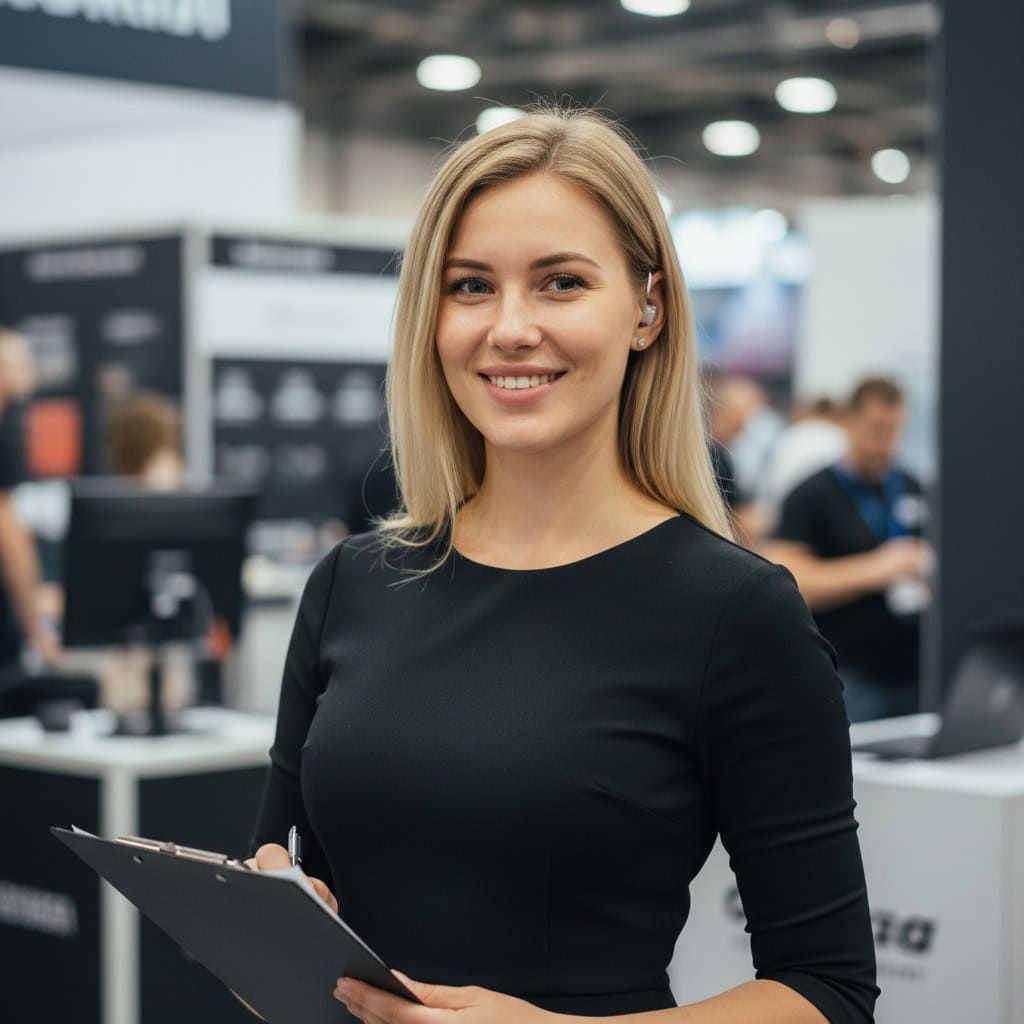 TSM Agency team lead / coordinator portrait at Tampa trade show booth