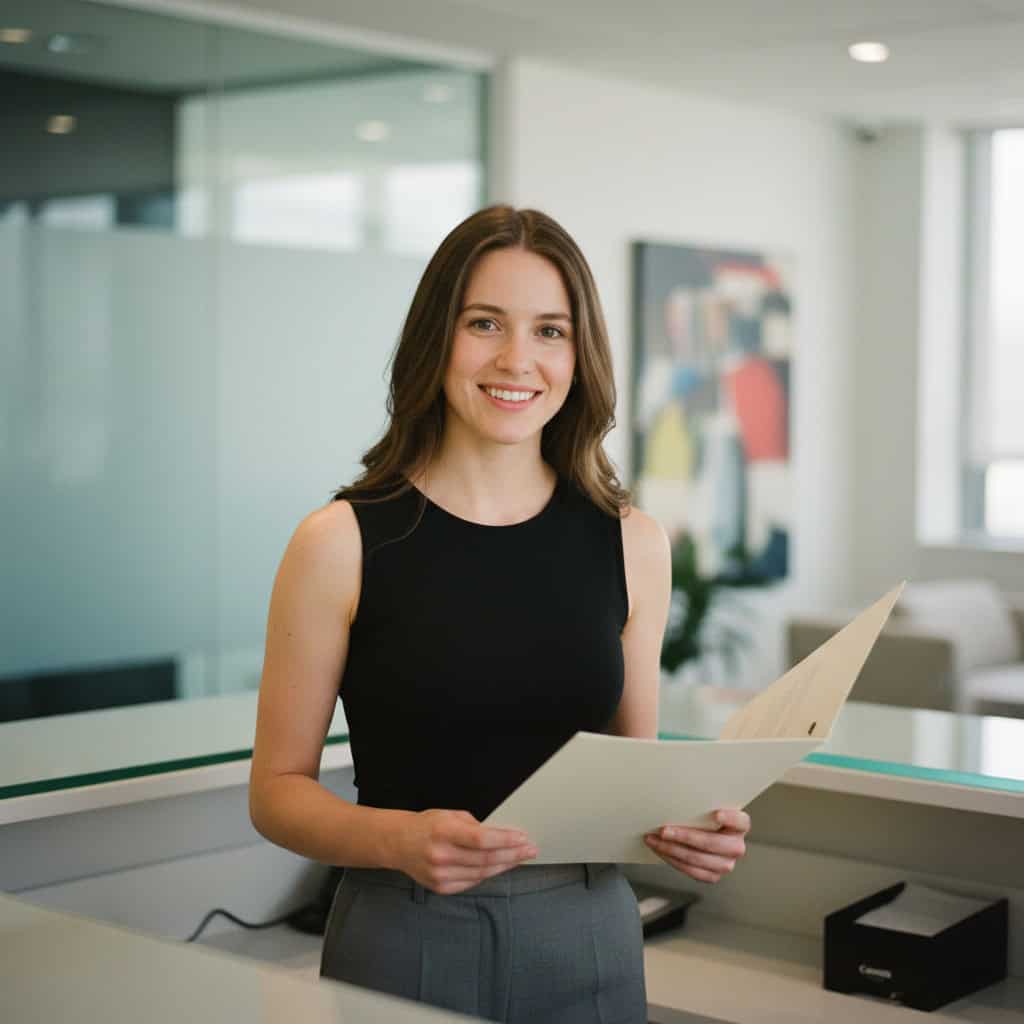 TSM Agency temporary office staff portrait at Indianapolis trade show booth