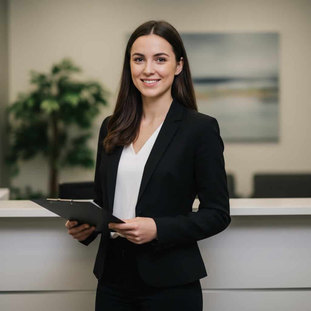 TSM Agency temporary office staff portrait at San Diego trade show booth