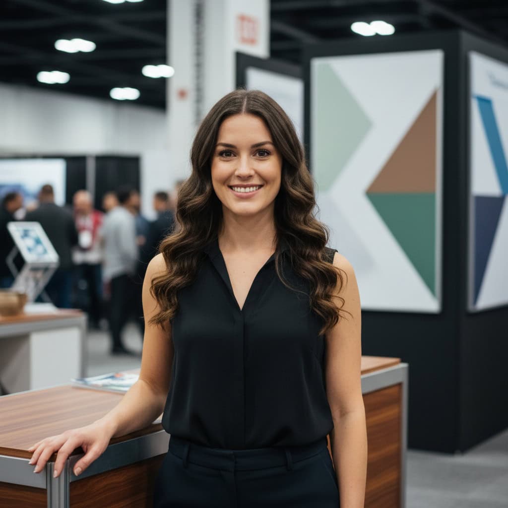 TSM Agency trade show model portrait at Chicago trade show booth