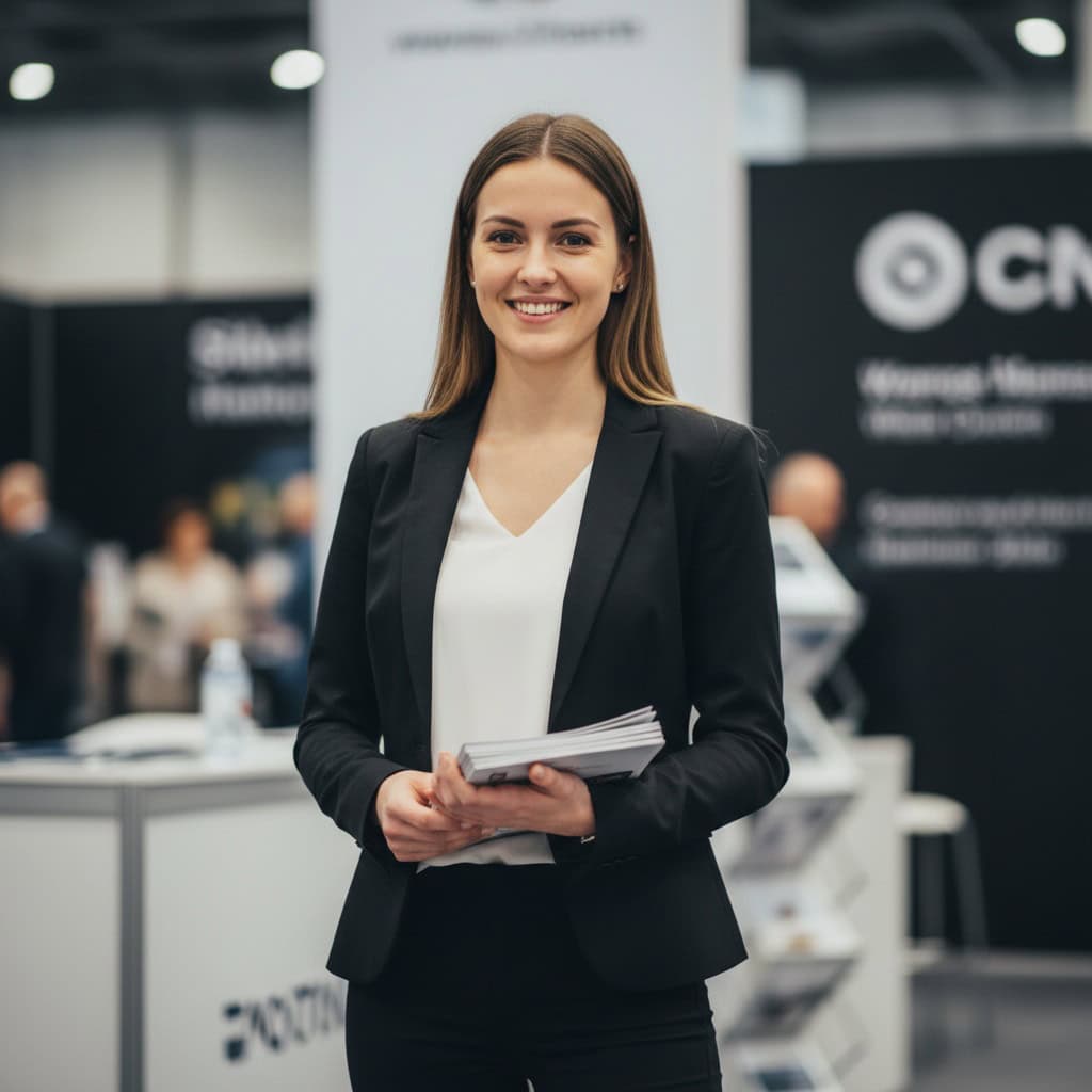 TSM Agency trade show model portrait at Columbus trade show booth