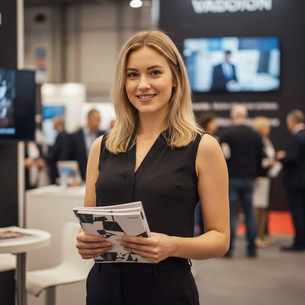 TSM Agency trade show model portrait at Dallas trade show booth