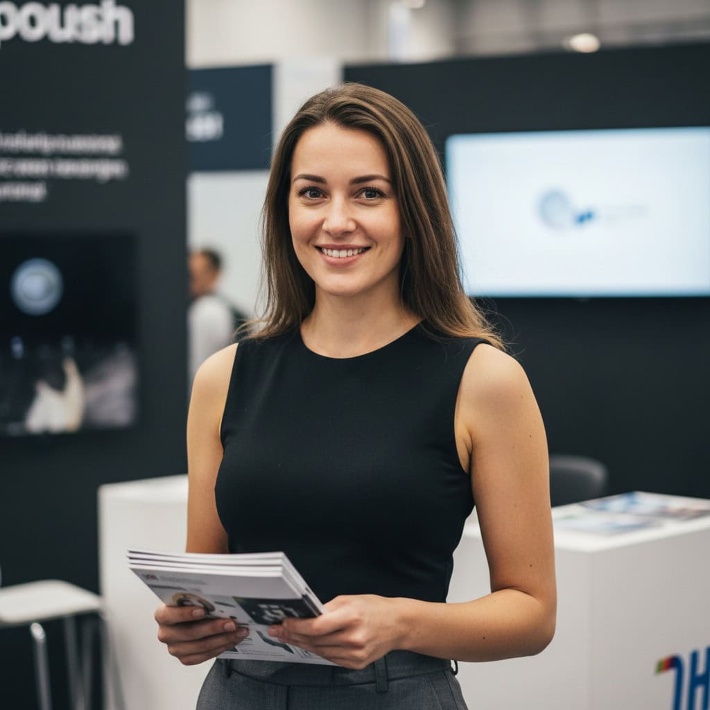 TSM Agency trade show model portrait at Kansas City trade show booth