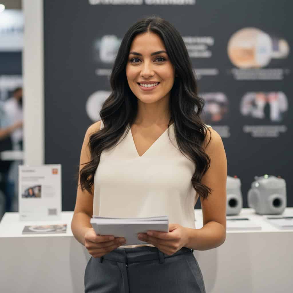 TSM Agency trade show model portrait at Los Angeles trade show booth