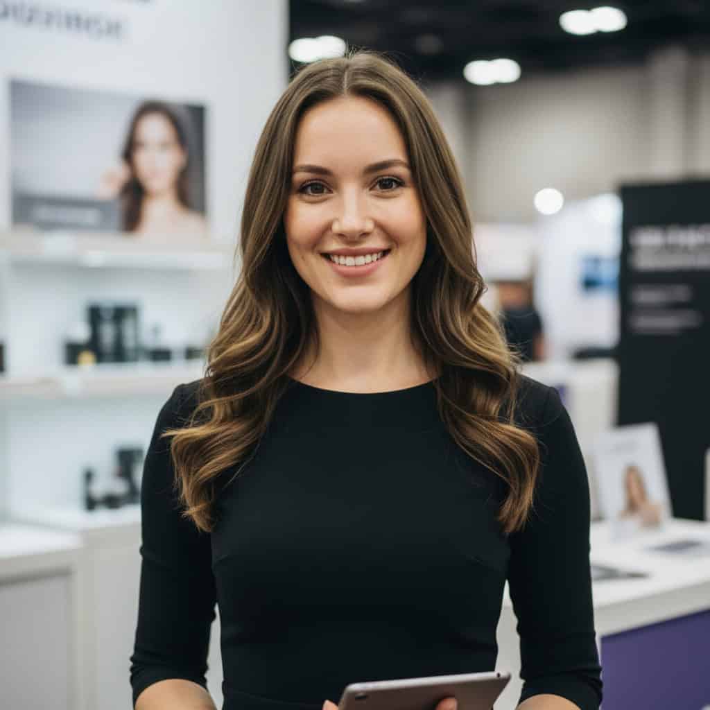 TSM Agency trade show model portrait at Miami trade show booth