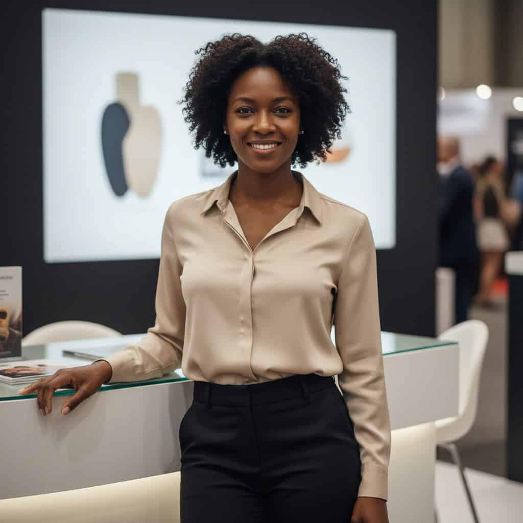 TSM Agency trade show model portrait at New Orleans trade show booth