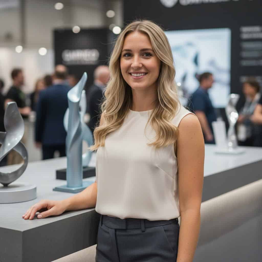 TSM Agency trade show model portrait at San Antonio trade show booth