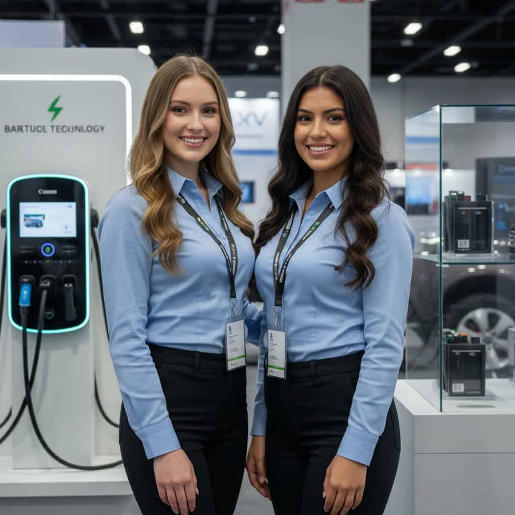 TSM Agency trade show model team at Battery Show & EV Tech Expo