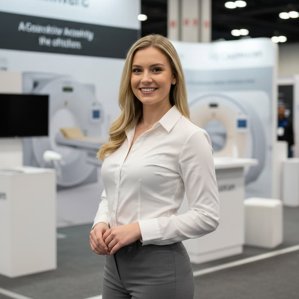 Professional trade show model at RSNA Annual Meeting booth