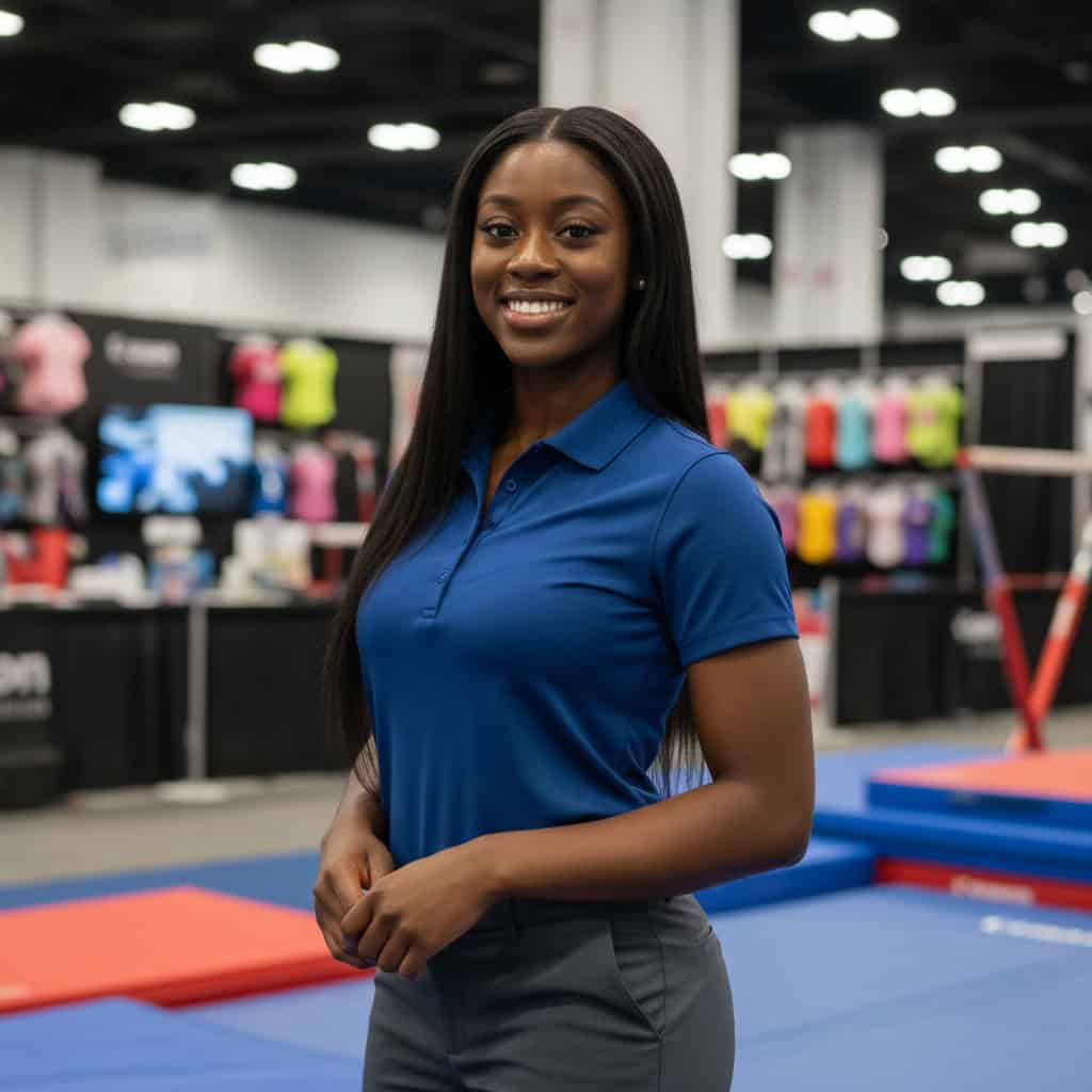 Professional trade show model at USA Gymnastics National Congress & Trade Show booth